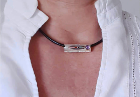 Holy Feather Pendant, Silberanhänger Feder, Ethnischer Schmuck, Tribalschmuck, Talisman, Federschmuck, Amethyst Anhänger, Native Schmuck