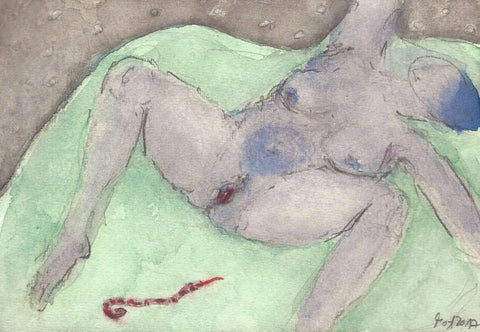 Watercolour Aquarell Malerei Frau Nackt Akt Woman Nude act Erotische