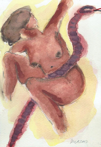 Watercolour Aquarell Malerei Frau Nackt Akt Woman Nude act Erotische