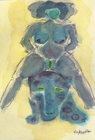Watercolour Aquarell Malerei Frau Nackt Akt Woman Nude act Erotische