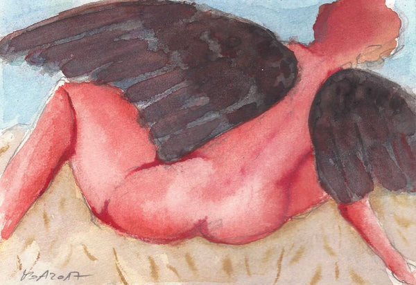 Watercolour Aquarell Malerei Frau Nackt Akt Woman Nude act Erotische