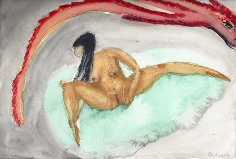 Watercolour Aquarell Malerei Frau Nackt Akt Woman Nude act Erotische