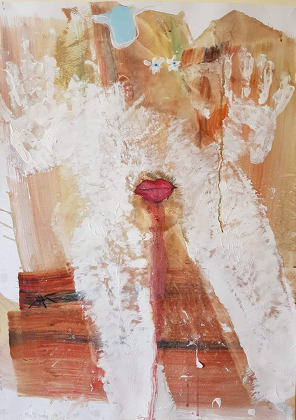 Collage MixedMedia FineArt Abstrakt Acrylmalerei SexualAbuse Kunsttherapie