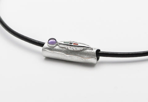Holy Feather Pendant Tube, Silberanhänger Feder, Ethnischer Schmuck, Tribalschmuck, Talisman, Federschmuck, Amethyst Anhänger, 