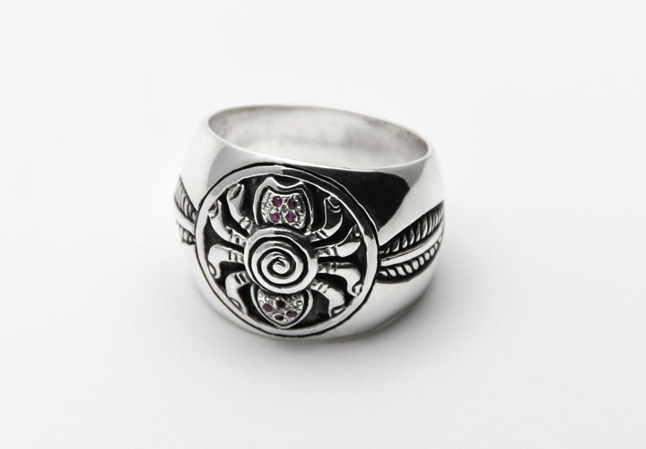 Ethnischer Schmuck, Spinne Silber Ring Rubin, Tribalschmuck, Talisman, Ring mit Spinnenmotiv, Schmuck Tiermotiv, animalischer Schmuck, Arachnophobie