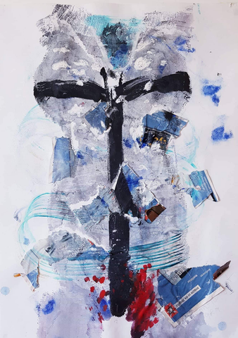 Collage MixedMedia FineArt Abstrakt Acrylmalerei SexualAbuse Kunsttherapie