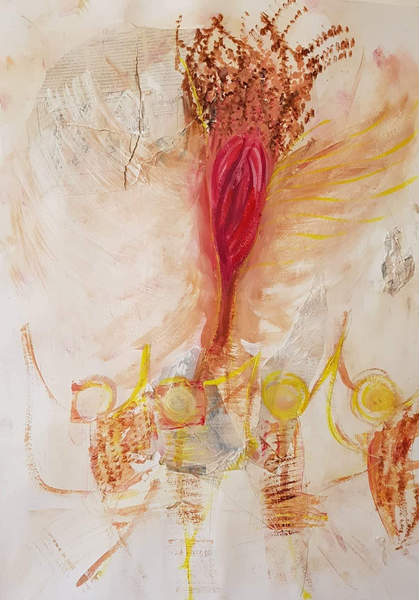 Collage MixedMedia Abstrakt Acrylmalerei FineArt SexualAbuse Vulva