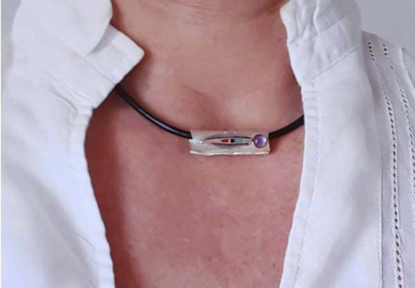 Holy Feather Pendant, Silberanhänger Feder, Ethnischer Schmuck, Tribalschmuck, Talisman, Federschmuck, Amethyst Anhänger, Native Schmuck