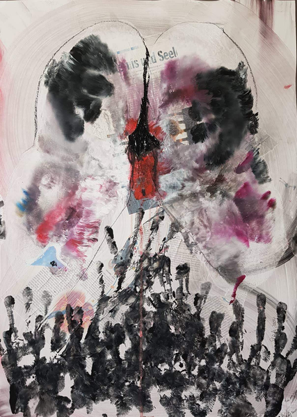 Collage MixedMedia FineArt Abstrakt Acrylmalerei SexualAbuse Kunsttherapie