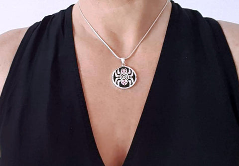 Spider Silver Pendant Onyx